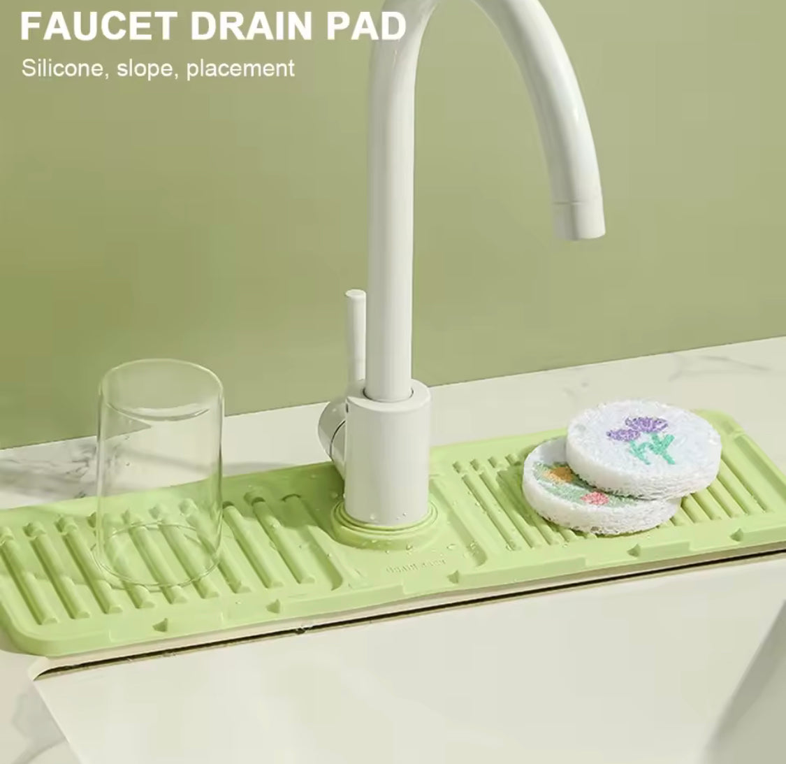 Silicone Faucet Drain Pad, Kitchen Faucet Mat, Bathroom Sink Draining Pad, Silicone Splash Guard Silicone Faucet Drain Pad, Kitchen Faucet Mat, Bathroom Sink Draining Pad, Silicone Splash Guard